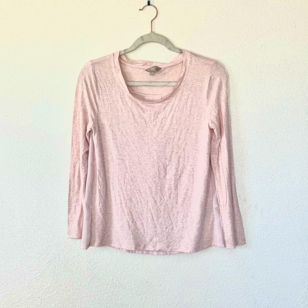 2 FOR $20 Banana Republic Light Pink Long Sleeve Tee Top Mixed Media XS PETITE